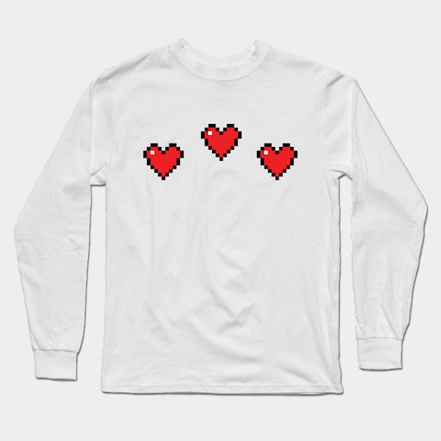 Retro Life Bar - 3 Hearts Long Sleeve T-Shirt by Scipio